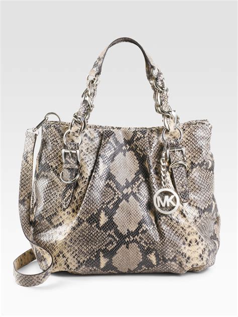 michael kors python embossed satchel|Michael Michael Kors Embossed Python .